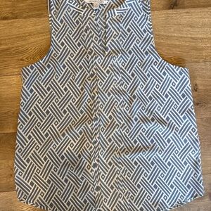 41 Hawthorn Women’s Tank Blouse Blue And white Small Petite Geometric